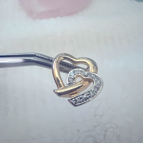 Gold over Sterling .925 CZ Heart Earrings - Picture 4 of 4